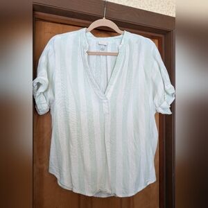 a new day Mint & White Striped Blouse